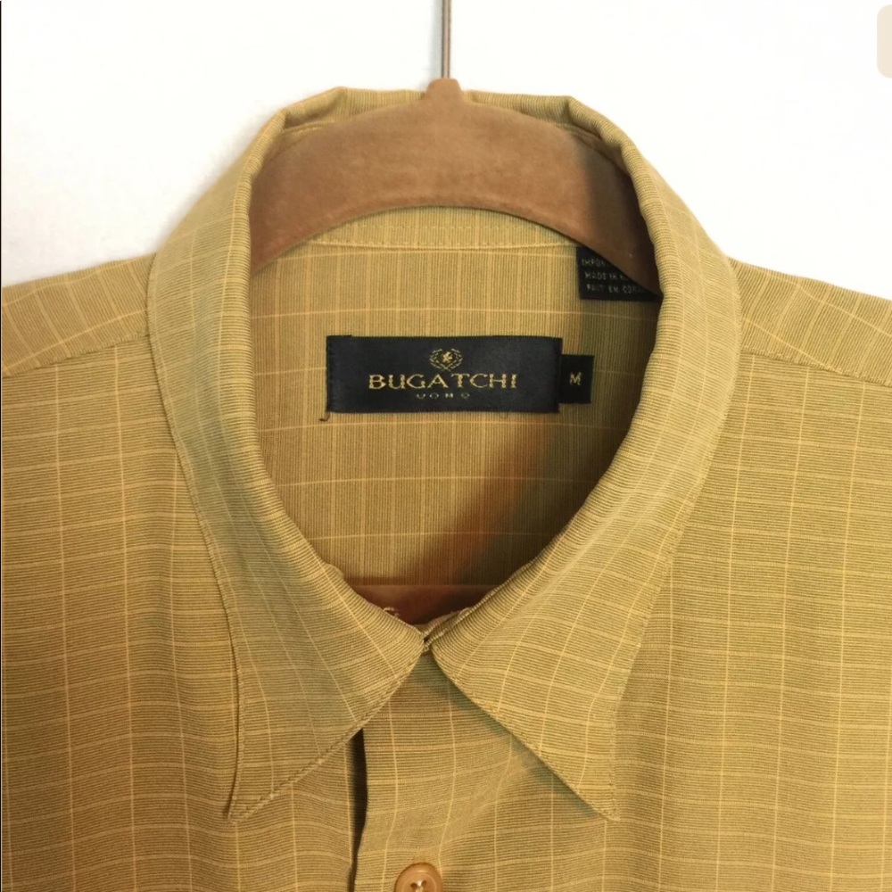 BUGATCHI UOMO Button Down Shirt Brown Gold Mens M
